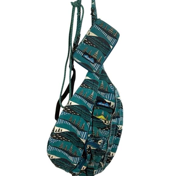Kavu Go Time Pouch Wallet Matching Sling Bag Winter Escape Canvas Rope Green Mou - Picture 1 of 15